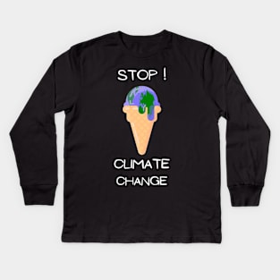 Earth Day - Stop Climate Change Melting Earth Kids Long Sleeve T-Shirt